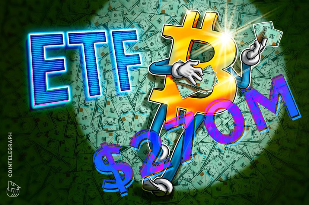 贝莱德比特币 ETF 流入 2.69 亿美元，创 5 周新高